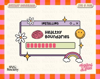 Healthy Boundaries, Cute Mental Health SVG PNG Design for T-Shirts, Mugs, Stickers, and Tote Bags - Commercial Use