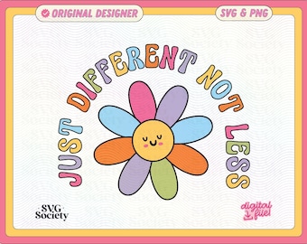 Bara annorlunda, inte mindre, Svg Png-fil: Autism- och neurodiversitetsdesign (kommersiellt bruk)