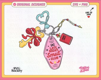 Late Night Smut Club SVG PNG: Bookish Keychain Design (Digital Download