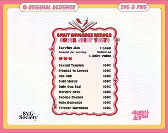 Spicy Smut Romance Reader Facts PNG: Bookish Design (Digital File)