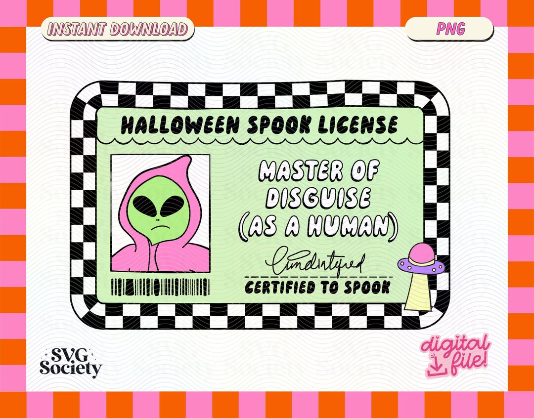 Alien Spook License PNG: Halloween Design (commercial Use) - Etsy