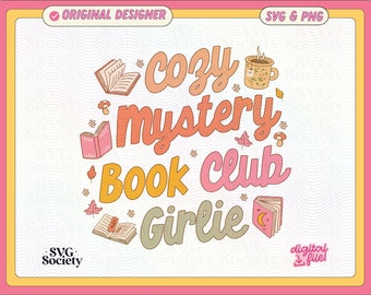Cozy Mystery Book Club SVG PNG: Artsy Bookish Design (Commercial Use)
