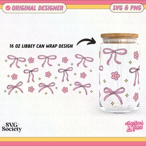 Pink Ribbon Libbey Glass Cup Wrap Design: SVG, PNG File (Digital Download)