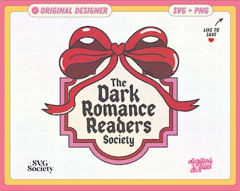 Dark Romance Readers Society Badge SVG PNG: leesgrage merchandising (digitale download)