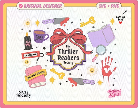 Thriller Readers Society SVG PNG File: Book Club Design (Commercial Use)