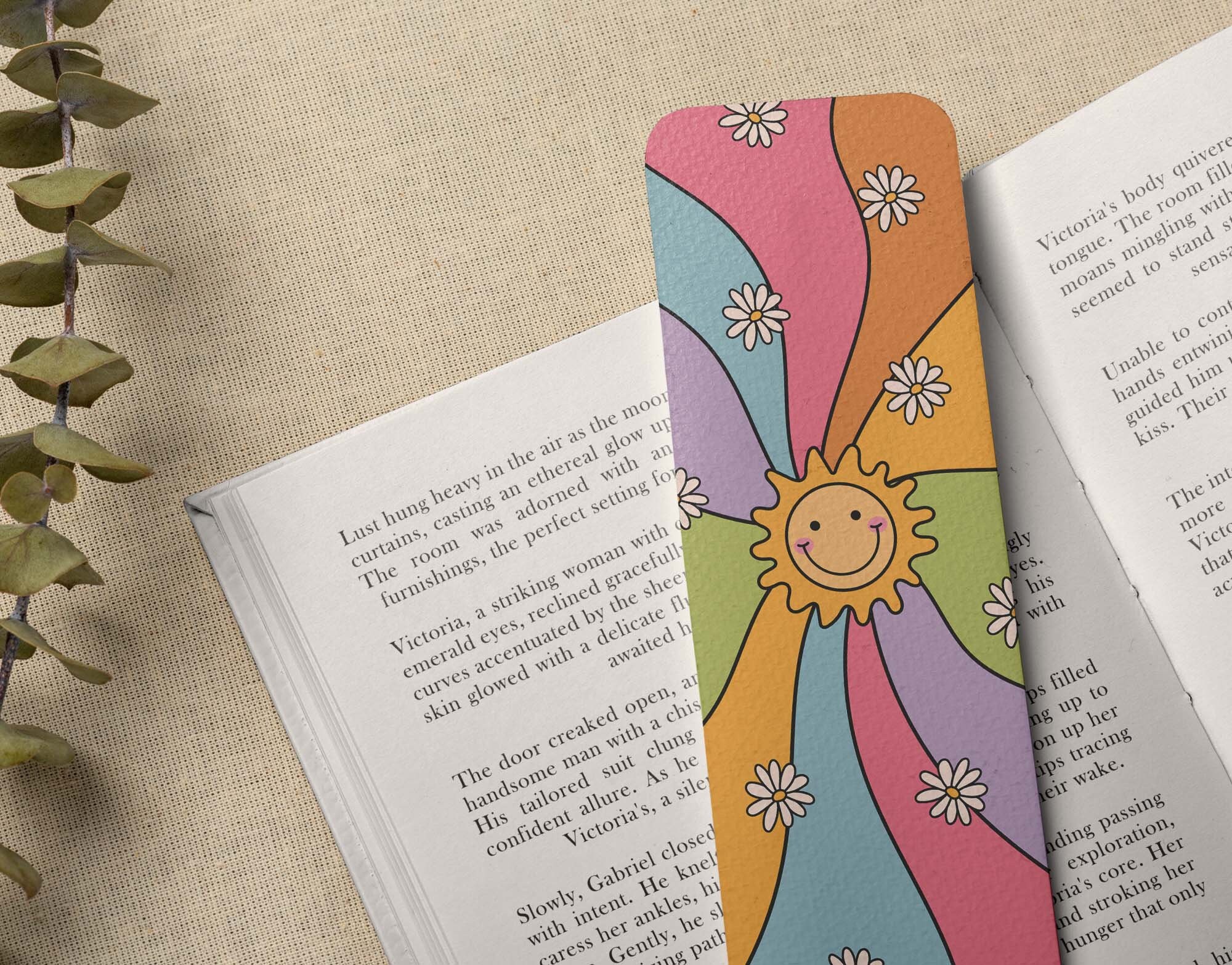 Sun Ranbow Bookmark Groovy Sun Rainbow Bookmark Printable Design (PNG File) - Etsy