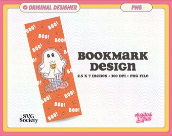 Boo Ghost Halloween Bookmark Design, PNG File, Cute Creative Artsy Bookish Printable Bookmark Design for Commercial Use