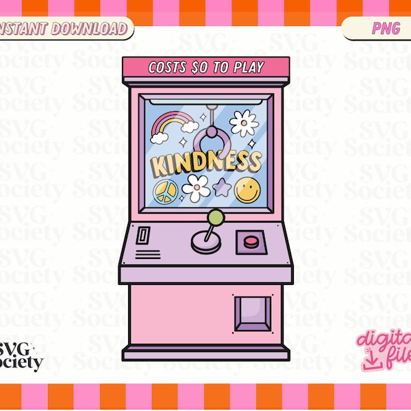 Cute Kindness Claw Machine PNG, Creative Mental Health Aesthetic Design for T-Shirts, Mugs, Stickers, and Tote Bags - Commercial Use