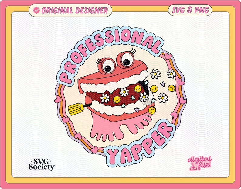 Yapper Design Professional Yapper SVG PNG File: Trendy Artsy Design (commercial Use ...