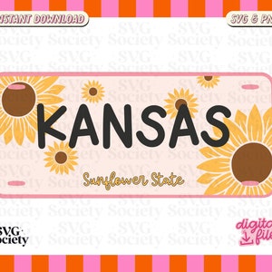 Kansas Sunflower Plate SVG PNG: Trendy Design (Digital Download)
