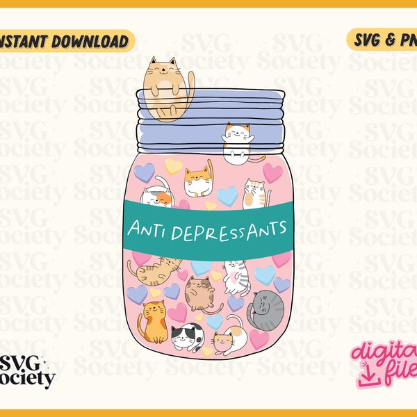 Cat Antidepressants SVG, Mental Health Matters, SVG, PNG, Sublimation Design, Shirt Design, Transparent png, Clip Art Vector