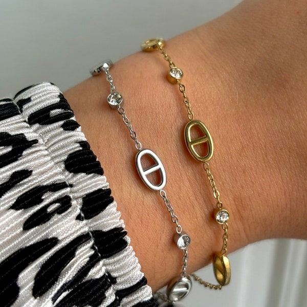 Bracelet maille marine en acier inoxydable - Idée cadeau de Noël - Cadeau femmes - Cadeau d'anniversaire - Maille marine - Bracelet tendance