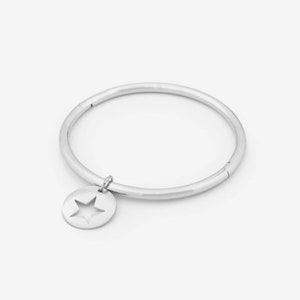 Jonc Breloque en acier inoxydable Bracelet chaine ancre, étoile Jonc breloque Jonc maille marine Idée cadeau de Noël anniversaire étoile star argent