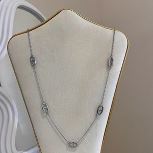 Lange roestvrijstalen lange ketting ketting Marine mesh lange ketting ketting Kerstcadeau idee Damescadeau Verjaardagscadeau afbeelding 4