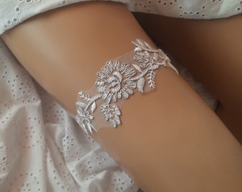 Duty Free Ivory Lace Wedding Garter: Silver Floral Bridal Keepsake - Etsy Duty Free Ivory Lace Wedding Garter: Silver Floral Bridal Keepsake - Etsy