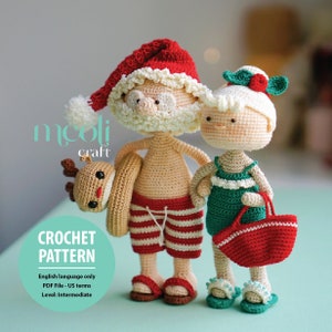 Couple Santa family Doll Amigurumi Digital Crochet Pattern, Valentine Crochet doll making  (PDF English Pattern)
