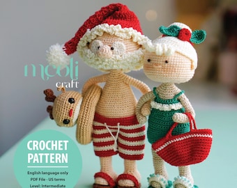 Couple Santa family Doll Amigurumi Digital Crochet Pattern, Valentine Crochet doll making  (PDF English Pattern)