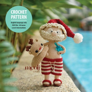 Santa on Vacation Pattern. Amigurumi Crochet Digital Pattern (English PDF file) Doll Making / Easy to Follow Meolicraft