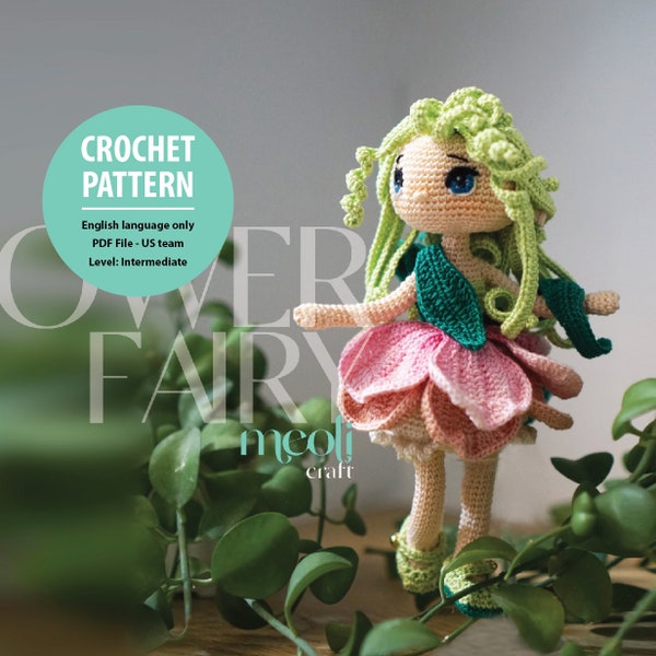 Modèle de poupée fée des fleurs, modèle de poupée au crochet, modèle de poupée Amigurumi (Tutoriel en anglais PDF)