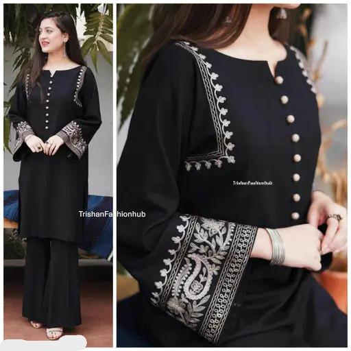 Zwarte Kurta Palazzo-set, elegante etnische kleding voor vrouwen, Palazzo-set dames, Indiase etnische kleding, cadeau voor haar