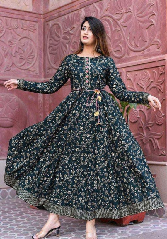 Rayon Printed Flared Gown Kurti 