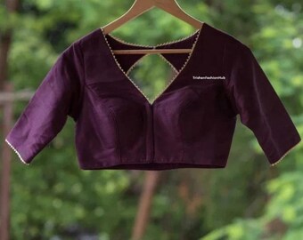Handmade Designer Saree Blouse, Custom Fit Indian Sari Blouse