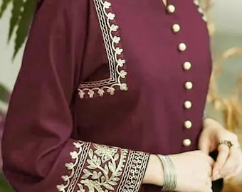 Kastanjebruine Kurta Palazzo-set, elegante etnische kleding voor vrouwen, Palazzo-set dames, Indiase etnische kleding, cadeau voor haar