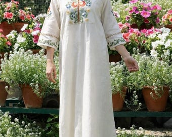Kurti de algodón blanco, túnica india con bordado floral, ropa étnica para mujer