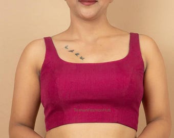 Ready made Saree deep neck blouse, Sleeveless Blouse, Indian Saree Blouse, Saree Blouse, Bollywood Blouse, Women Blouse