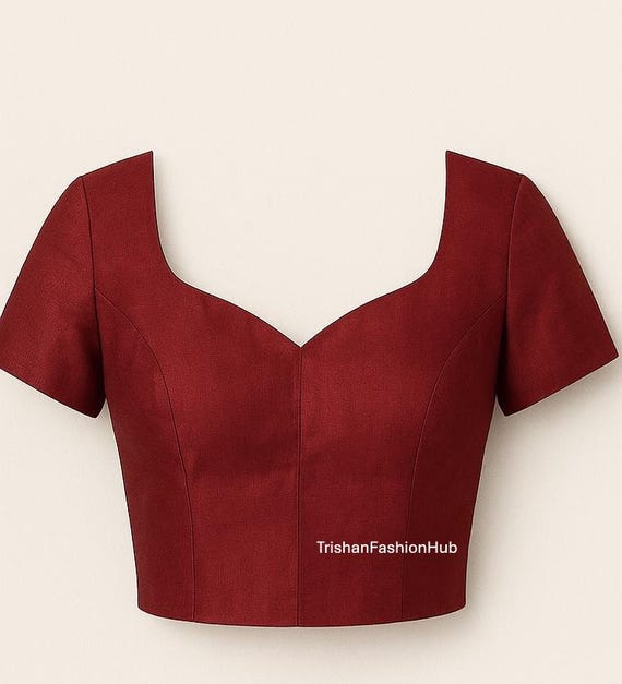 Raw Silk Sweetheart Neck Blouse | Back Dori, Party & Wedding Crop