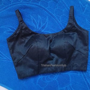 Elegant Black Sleeveless Blouse, Readymade Padded Saree Blouse for Women, Custom Stitching, Women Blouse, Sari Blouse, Black Blouse