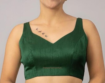 Blusa sin mangas de seda cruda / Blusa india con cuello en V