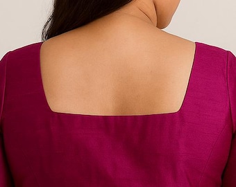 Magenta Dupion Silk Saree Blouse | Indian Crop Top