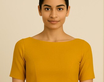 Boat Neck Saree Blouse for Women | Elbow Sleeve Readymade Crop Top | Indian Ethnic Wear