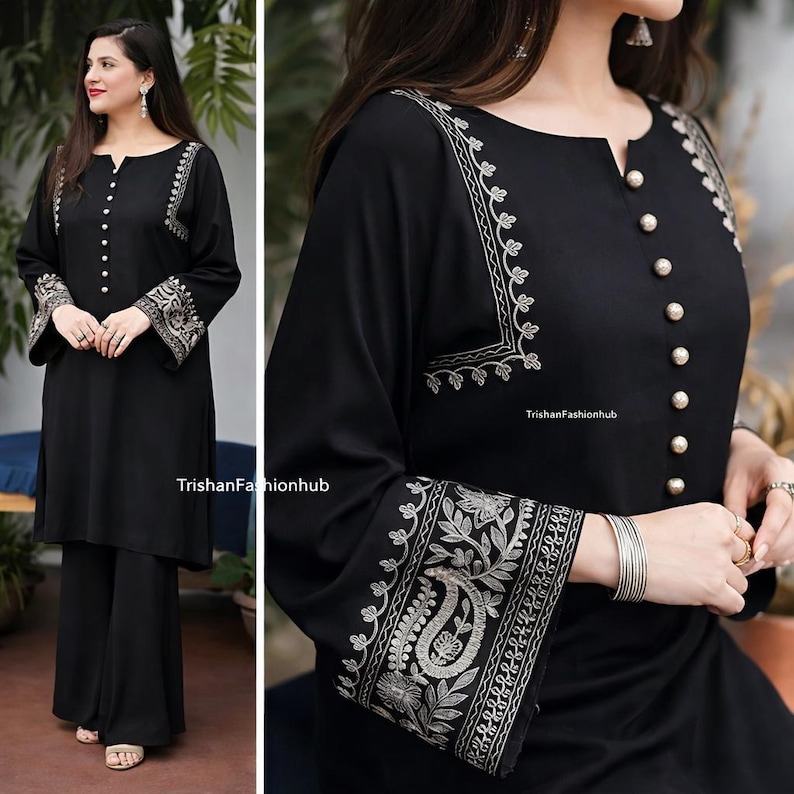 Women’s Ethnic Printed Kurta Set with Palazzo and Printed Dupatta