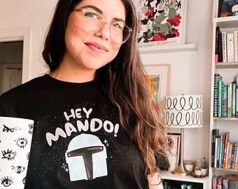 Hé Mando! Zwart uniseks T-shirt | Op Star Wars geïnspireerd katoenen T-shirt