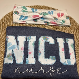 Nurse Headband, NICU Nurse Gift, Labor and Delivery Nurse Headband, Scrub Headband, Nurse gift, Women’s Headbands, L&D gift, Graduation gift Foot prints fabric