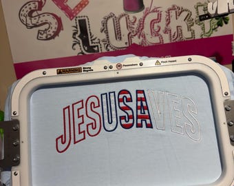 USA broderidesign, 4 juli broderifil, broderiapplikation, Jesus räddar broderi, patriotiskt broderi, självständighetsdesign