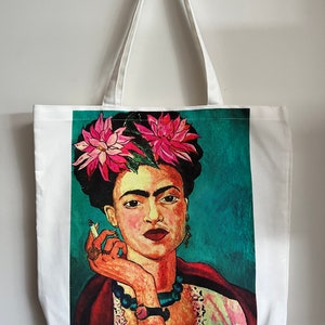 Frida Inspired Canvas Tote Bag
