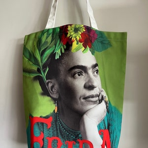 Frida Inspired Canvas Beuteltasche