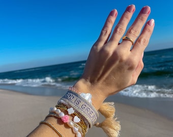 God is Embroidered Friendship Bracelet, Religious Jewelry