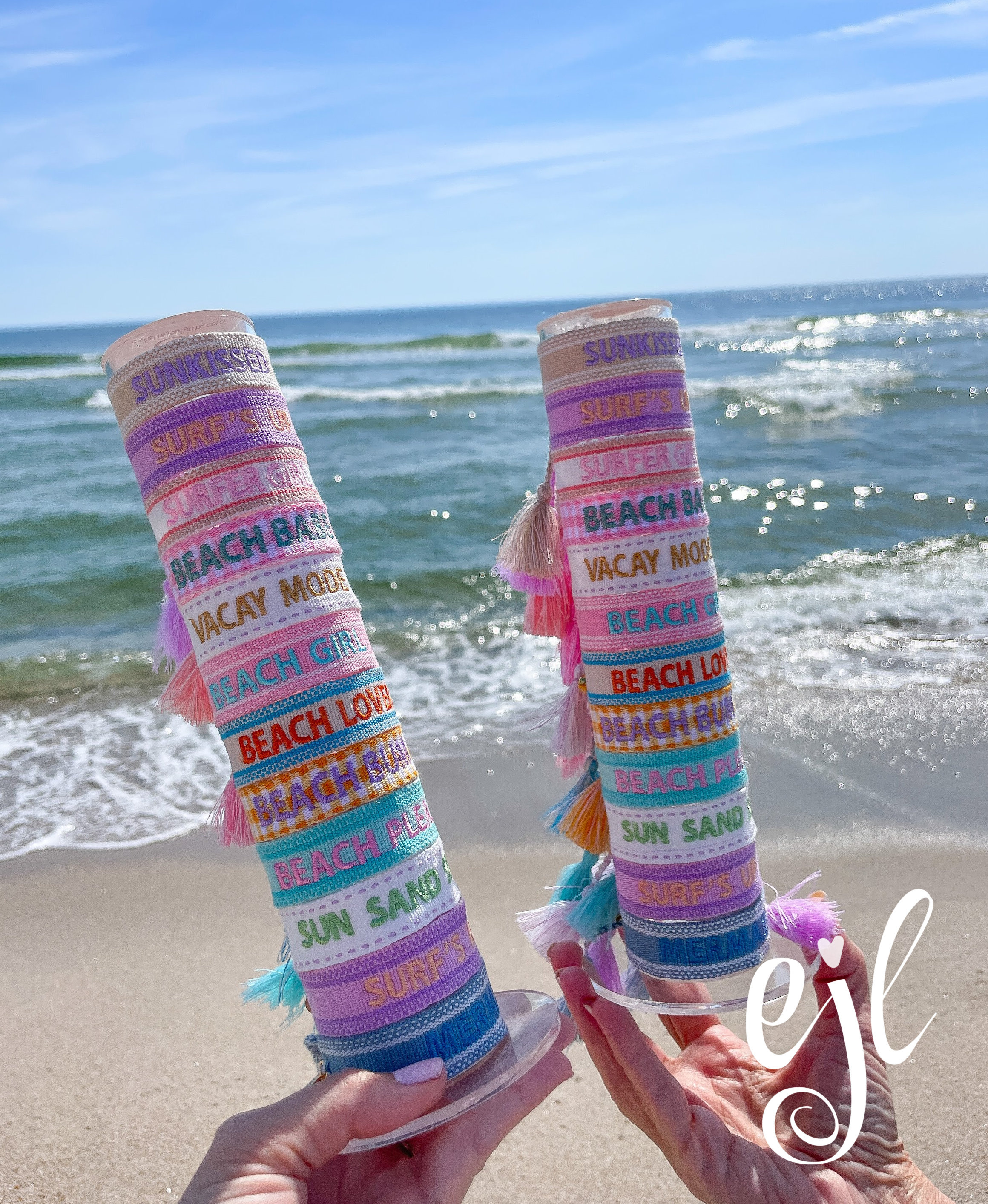 Design Your Own Embroidered BEACH BRACELET / Personalized Custom Bracelet / Any Letters, Numbers or Words / Friendship Beach Bracelet