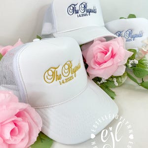 Wedding Favors CUSTOM Embroidered Trucker Hats / Customize your own Trucker Hats for Bachelorette, Bachelor or Wedding / Dance Floor Hats