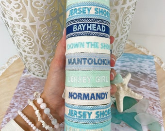 Jersey Shore Beach Bracelet / Embroidered Beach Bracelet / New Jersey Beach Bracelets / Calling all Jersey Girls Down the Shore
