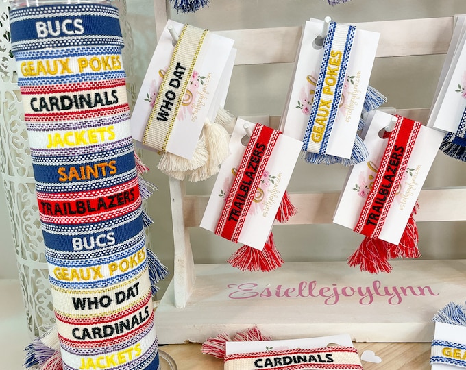 Custom Embroidered School Spirit Bracelet: Personalized Team Colors