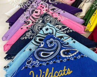 Custom Embroidered School Spirit Bandana: Vintage Chain Stitch
