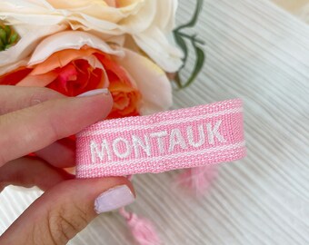 Montauk Long Island Hamptons Embroidered Tassel Bracelet / Montauk Bracelet / Hamptons Bracelet / Beach Bracelet / Summer Bracelet