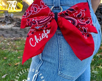 Custom Embroidered Bandana Bow for Belt Loop by ELLEETE - Personalized