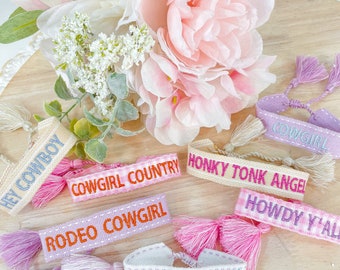 Country Cowboy Friendship Bracelet / Tassel Bracelet / Cowgirl Bracelet / Howdy Bracelet / Embroidered  Bracelet  / Honky Tonk Bracelet