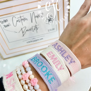 Embroidered name bracelets sale